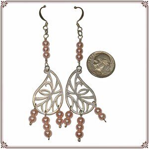 Pink Pearl Chandelier Earrings